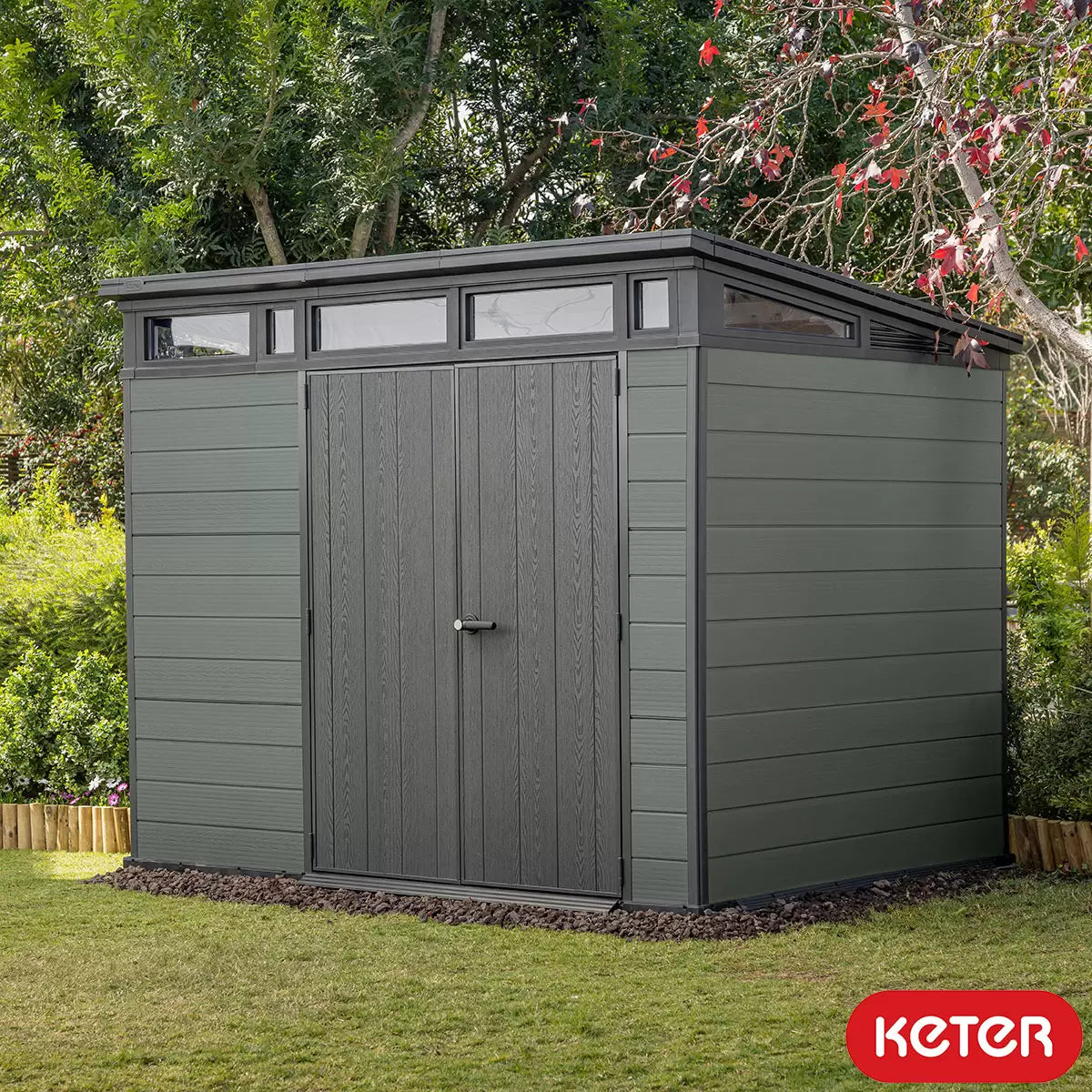 Keter 9x 7 Cortina Heavy Duty Plastic Pent Shed – Dark Green