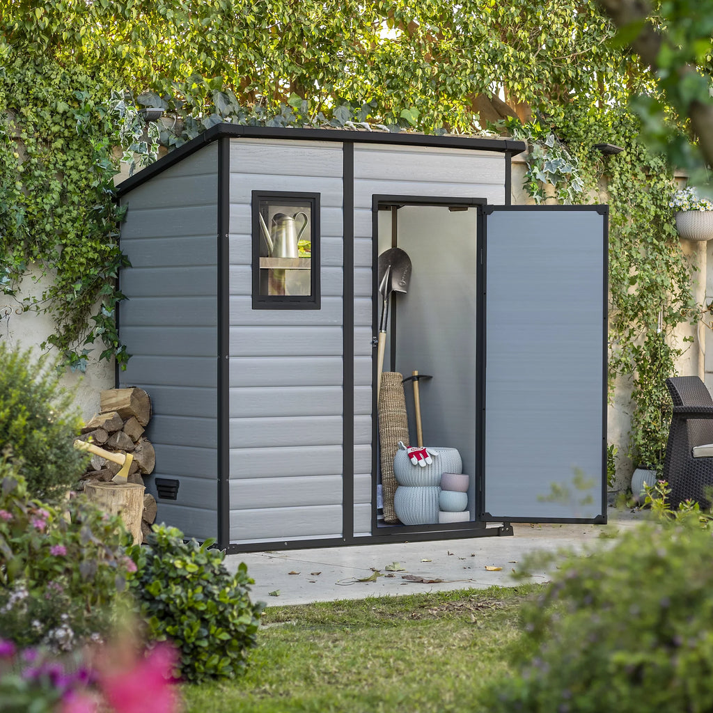 Klikstrom Senner 6×4 ft Pent Grey Shed with floor & 1 window
