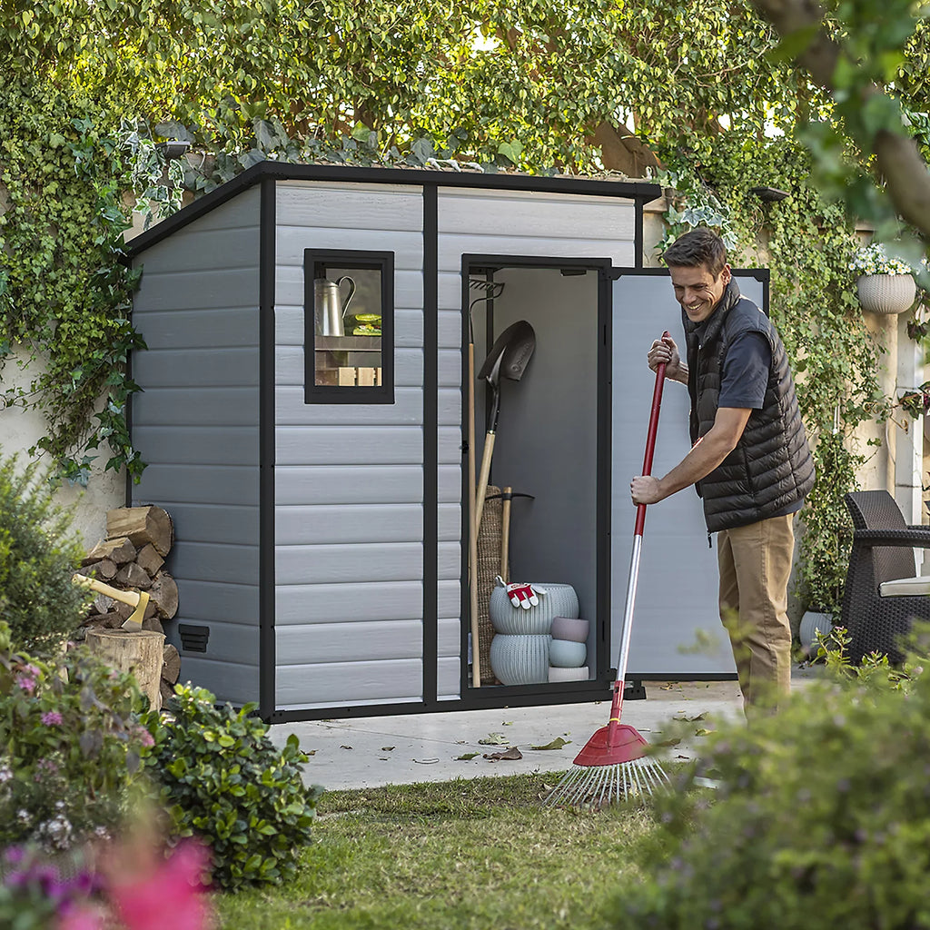 Klikstrom Senner 6×4 ft Pent Grey Shed with floor & 1 window