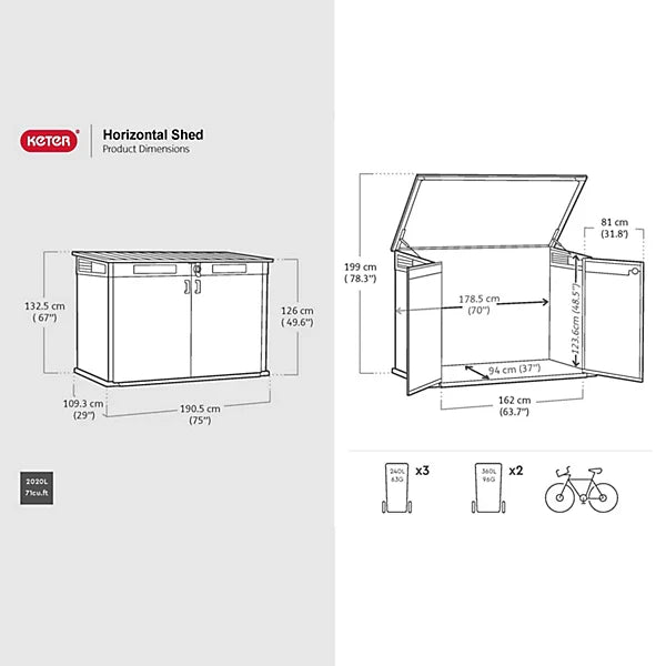 Keter Signature Decocoat Walnut 2020L Pent Garden storage 6×3 ft (H)1325mm (W)1905mm